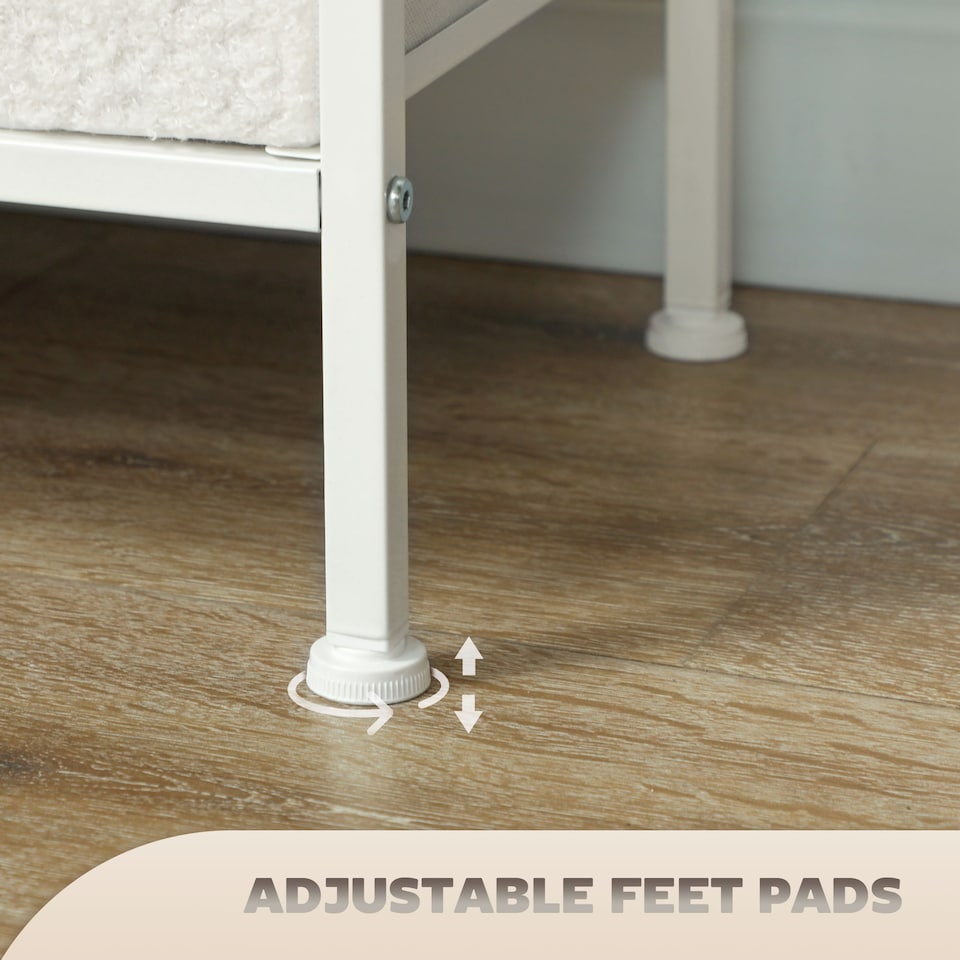 image 1 of HOMCOM Boucle Chest of Drawers, 8 Fabric Drawers Storage Organiser with Charging Station, 2 USB and 2 AC Ports, Steel Frame, Fabric Dresser for Living Room, Bedroom, Hallway, Cream White | Cream | Cream