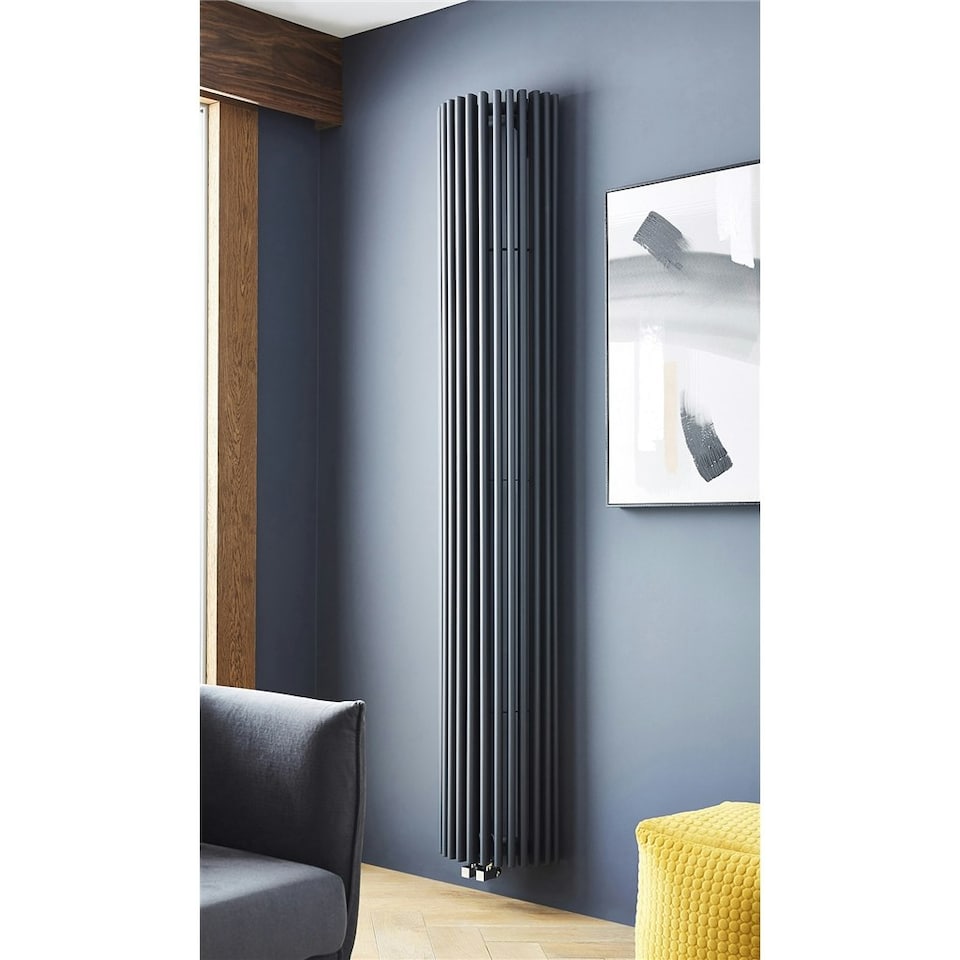 image 1 of 2000mm (H) x 351mm (W) - Curved Vertical Anthracite Radiator - (2m x 0.35m)