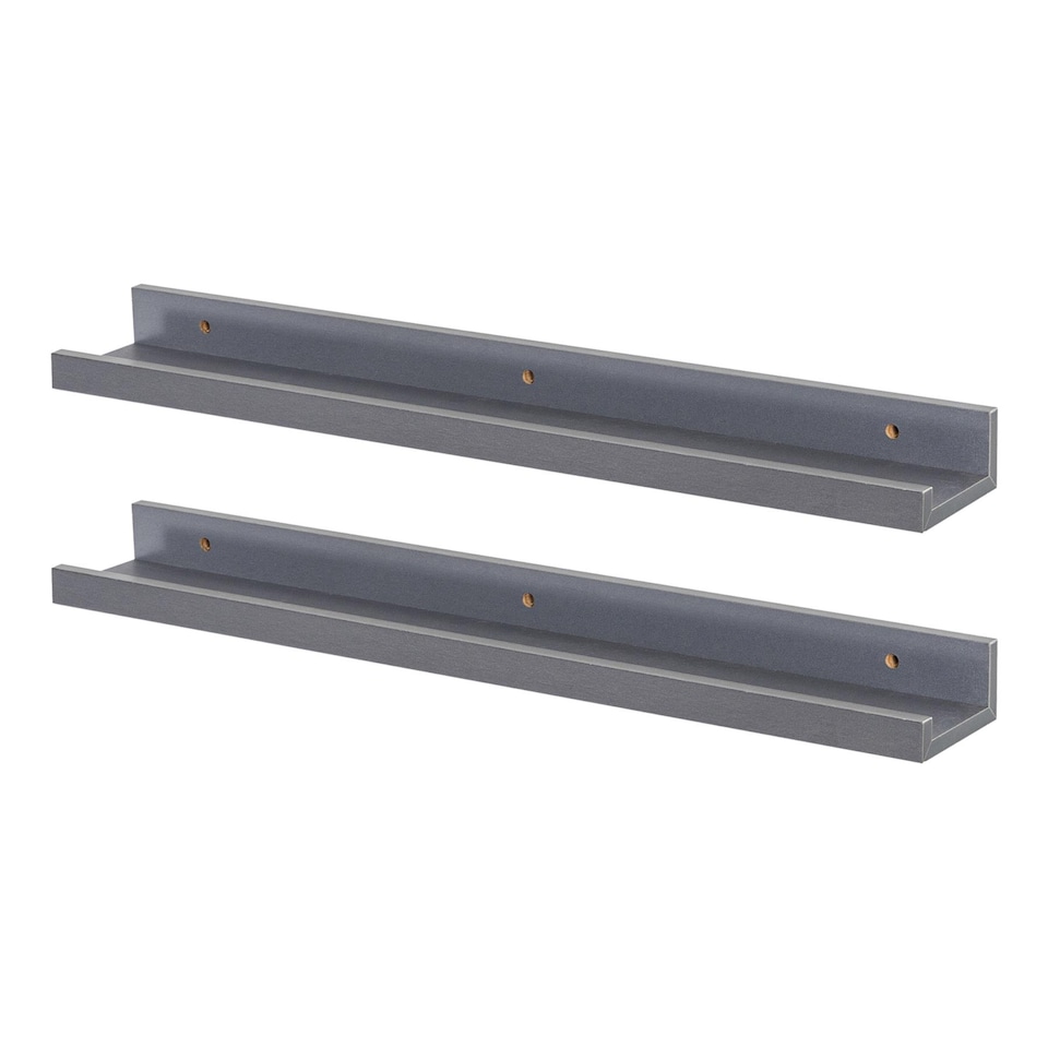image 1 of Harbour Housewares Floating Picture Ledge Wall Shelves - 57cm - Grey - Pack of 2