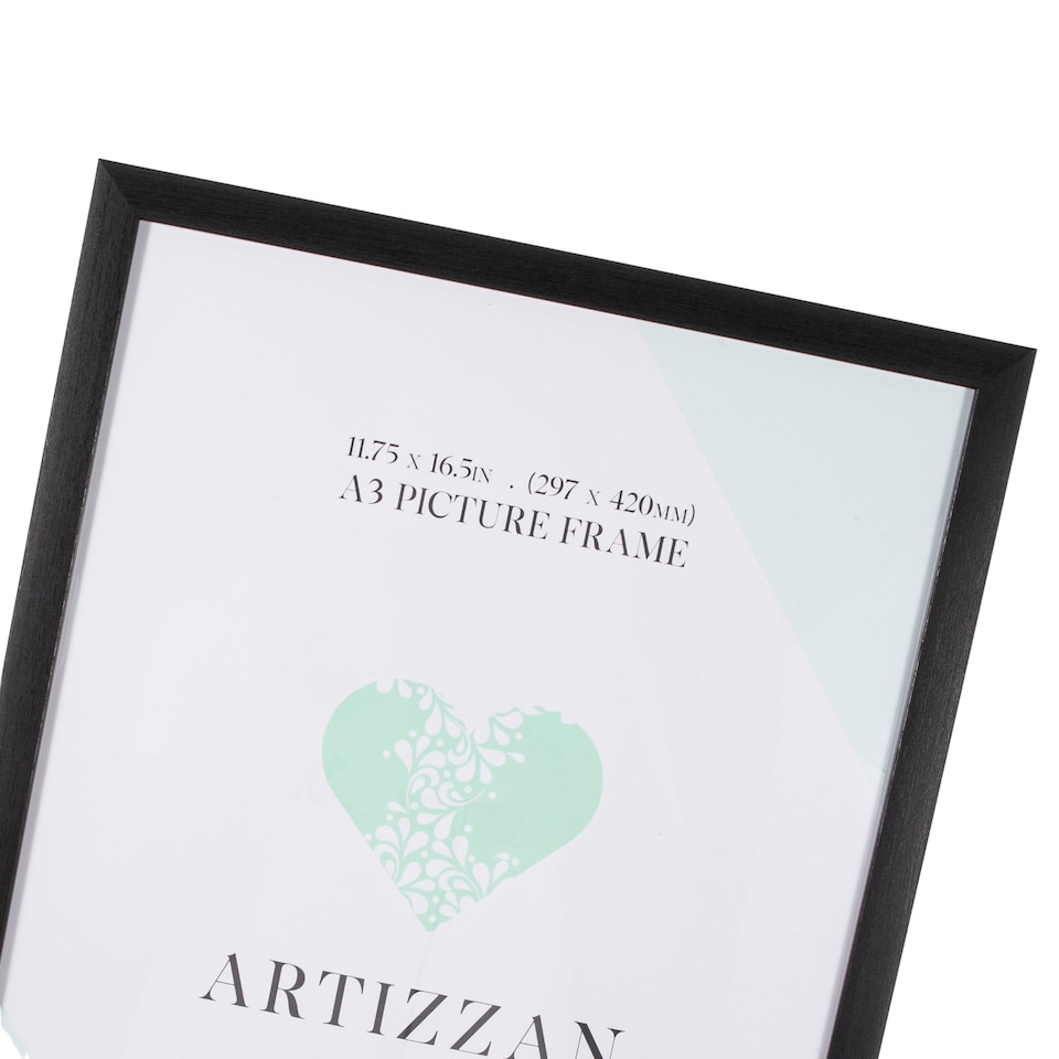 image 1 of Modern and Stylish Black Veneer Wood Effect A3 Plastic Frame for Wall Hanging | Black | L