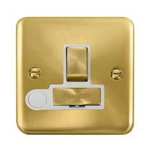 SE HOME Curved Satin Brass 13A Fused Ingot Connection Unit Switched With Flex White | Satin Brass
