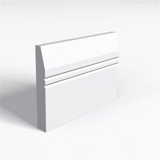 Pack of 5 (Total 5 Units) - MR MDF Primed Splay & 2 V Grooves Skirting Board & Rebate - 18mm (T) x 94mm (H) x 4200mm (L)