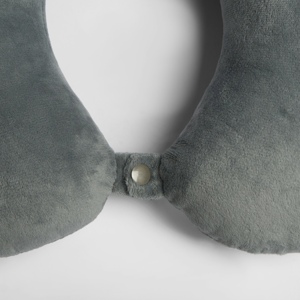 image 1 of OHS Soft Plain Plush U-Shaped Comfort Support Travel Neck Pillow, Grey