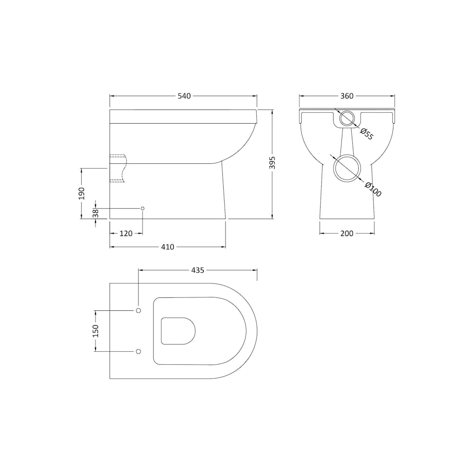 image 1 of Round Back to Wall Toilet Pan   - 395mm x 360mm x 540mm
