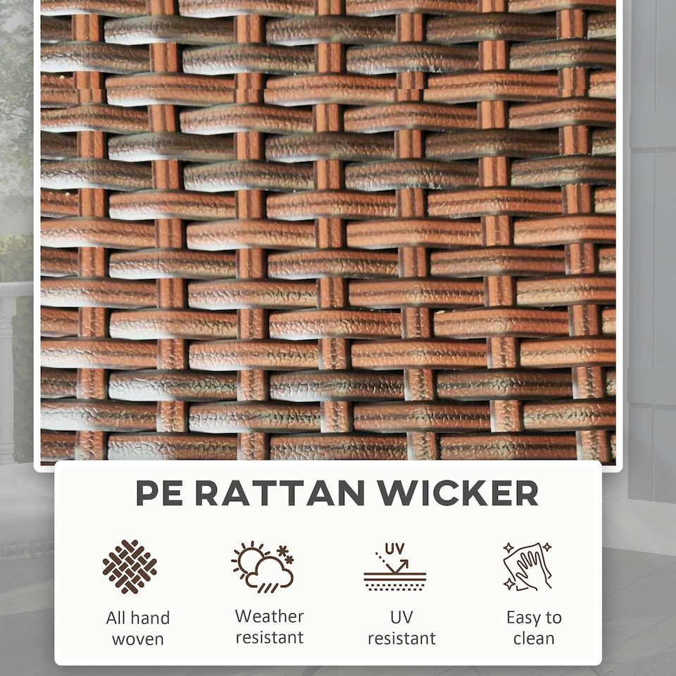 image 1 of Outsunny Foldable Outdoor Coffee Table, Metal Frame Rattan Side Table, Brown