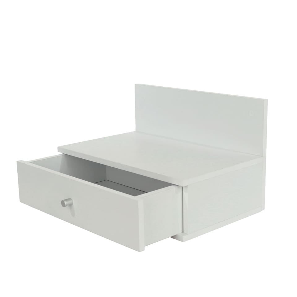 image 1 of Pair of Kelly Wall-Mounted Bedside Cabinets with Drawer - Modern Floating Bedside Tables | White | White | One Size | 2