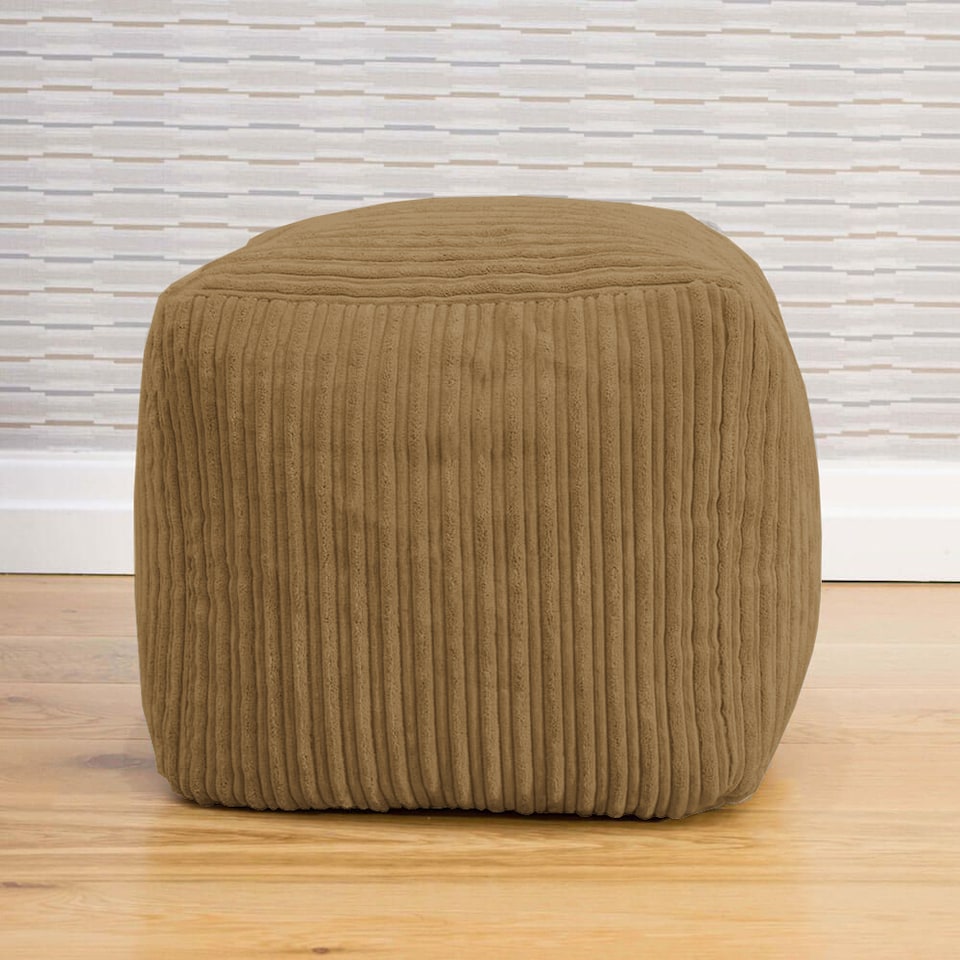 image 1 of rucomfy Indoor Jumbo Cord Bean Bag Footstool - Cube Pouffe