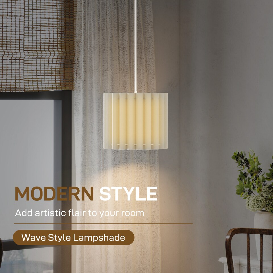 image 1 of HOMCOM Linen Pendant Light, Bedside Ceiling Lamps with E27 Bulb, Modern Hanging Lights for Living Room, Bedroom, Kitchen, Hallway, White