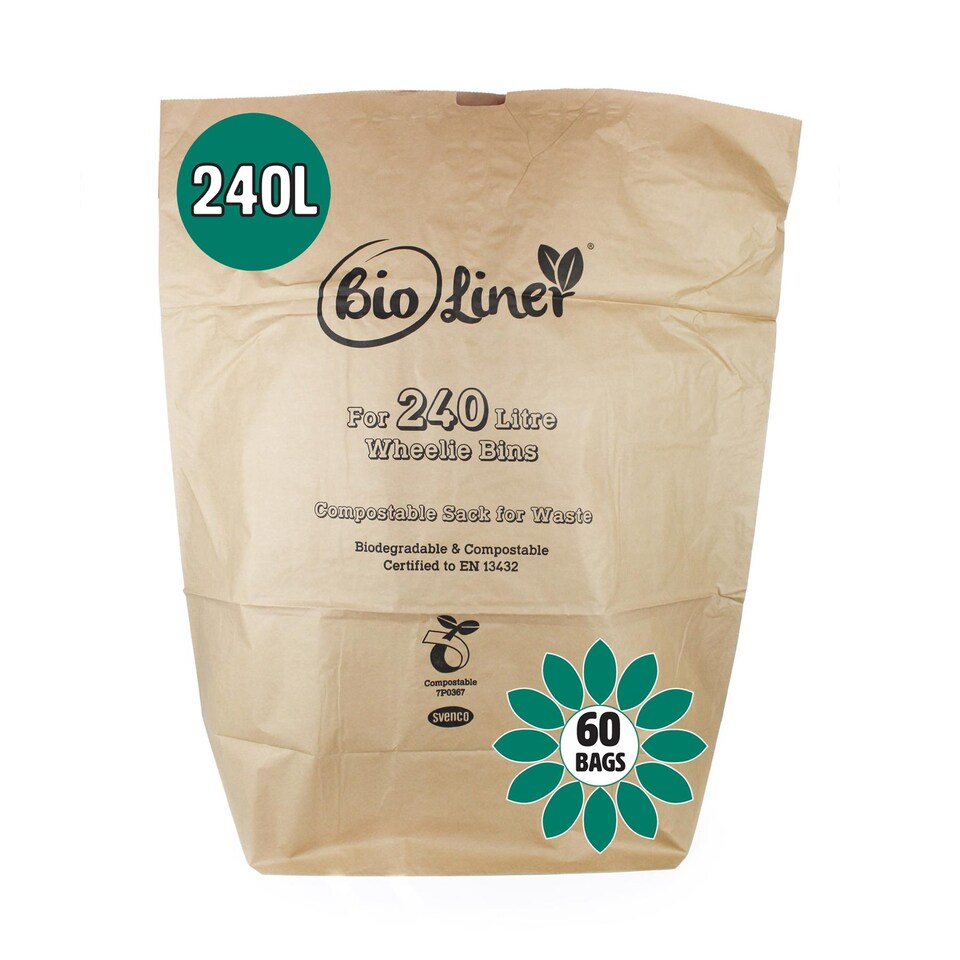 image 1 of 240L Paper Compostable Kerbside Caddy Liners - 60 Bags