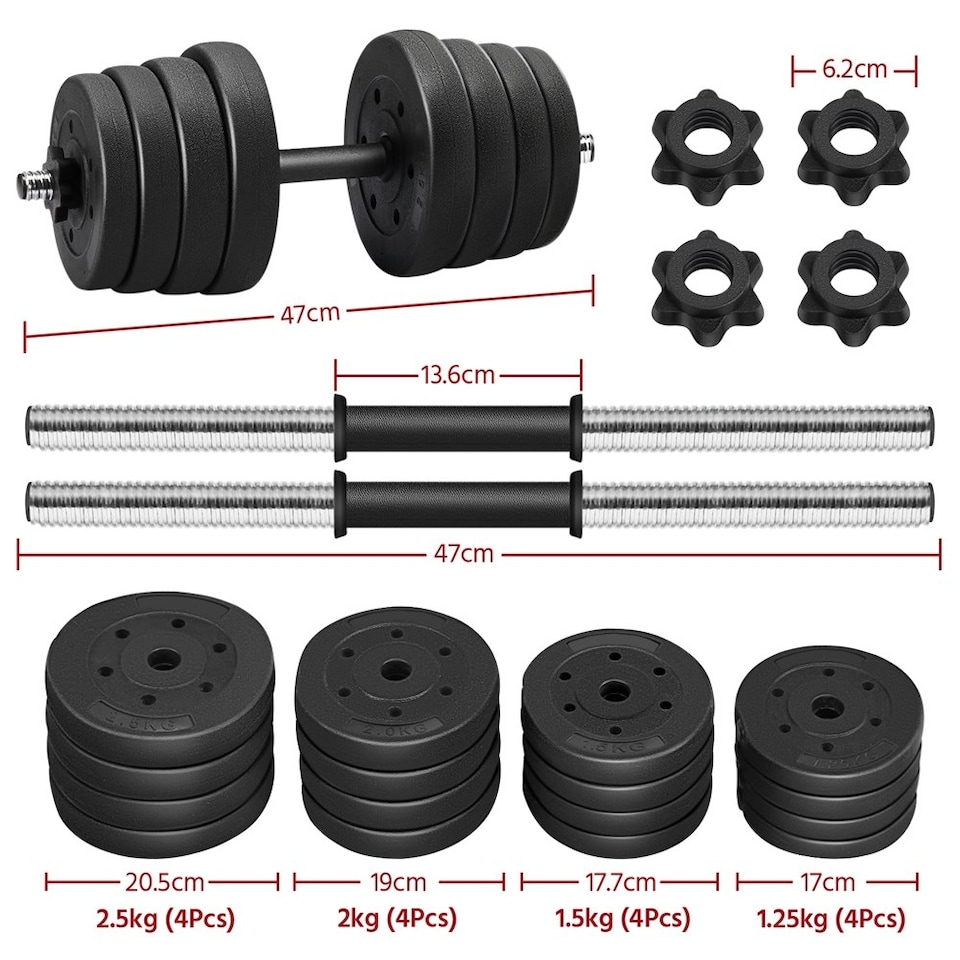 image 1 of Yaheetech 30KG Adjustable Dumbbell Set Black