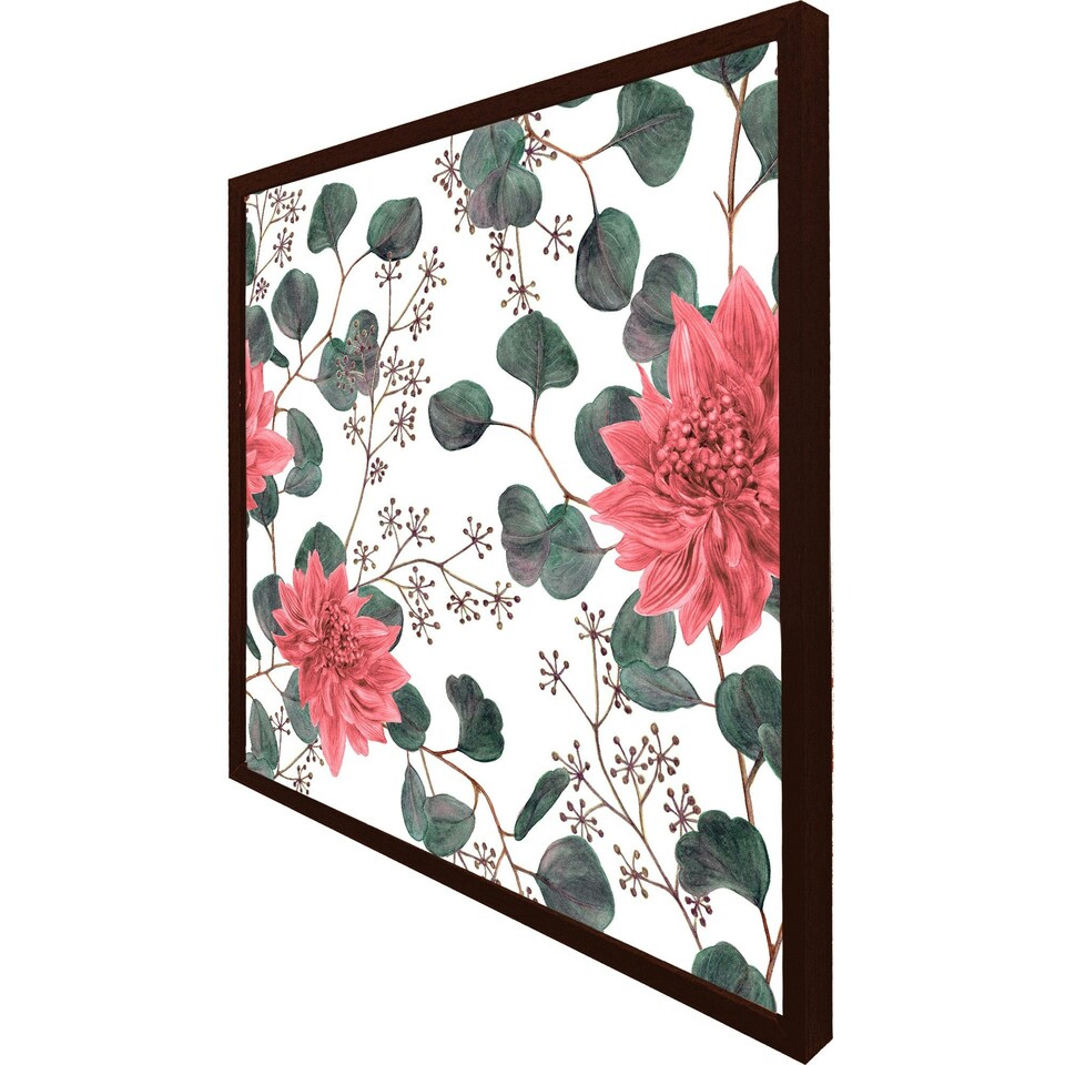 image 1 of Red flowers, green leaves (Picutre Frame) Brown | M