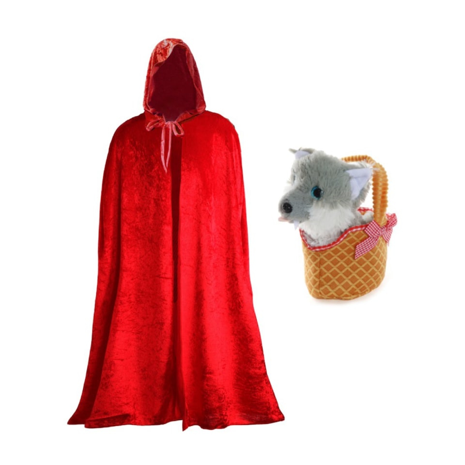image 1 of Red Riding Hood Set - Hooded Cape & Soft Basket with Wolf | Multi | One Size
