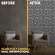 image 6 of NOVECRAFTO Diamond Effect 3D Wall Panels – 6 Sheets Covering 1.5 sqm (16.15 sqft) – Matte Interior PVC Cladding Tiles – 19.6"x19.6" Diamond Design Grey Silver 