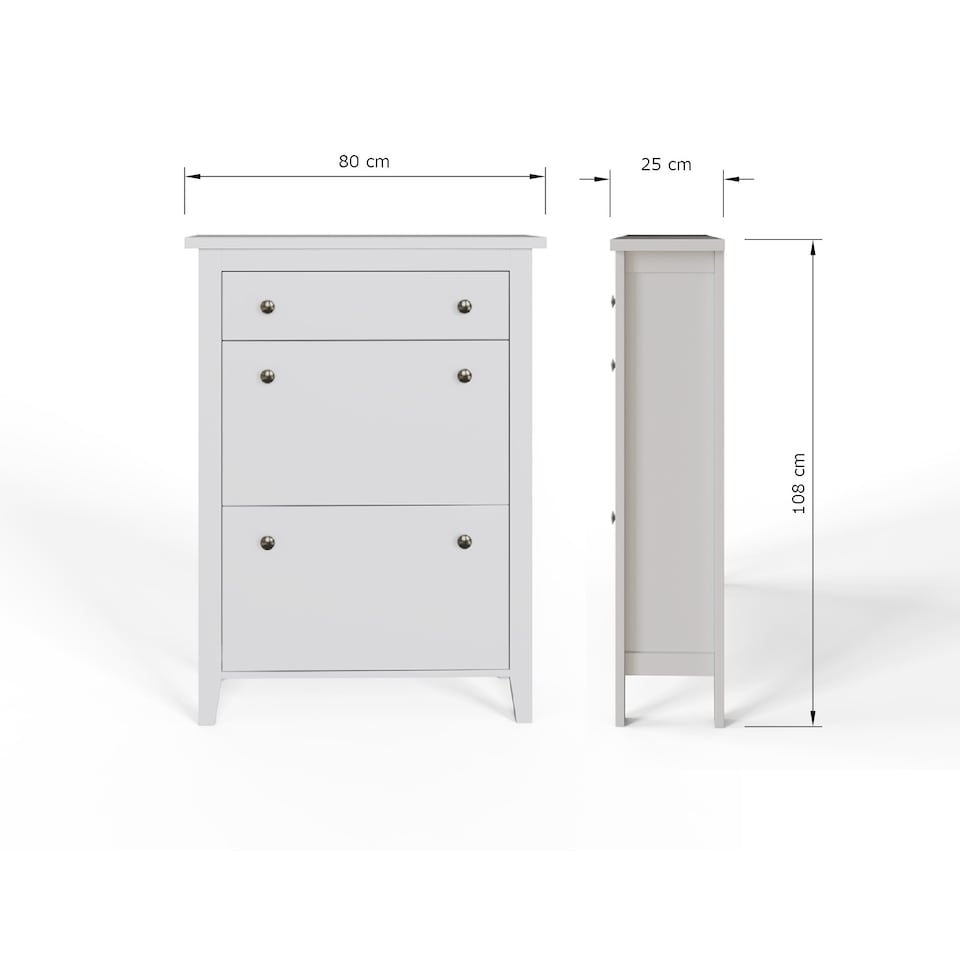 image 1 of Deluxe Two Tier Shoe Cabinet | White | White