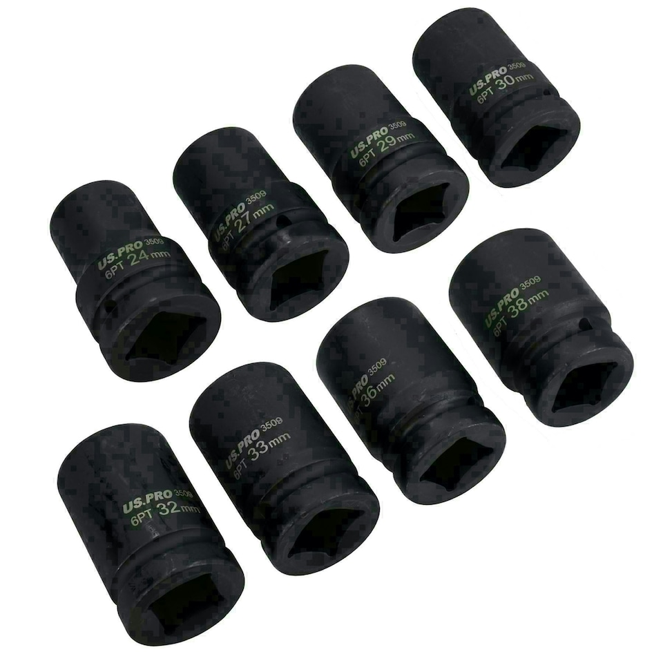 image 1 of 1in Drive Anvil Air Impact Wrench Gun 2200Nm 8 Sockets 24 - 38mm + Extensions