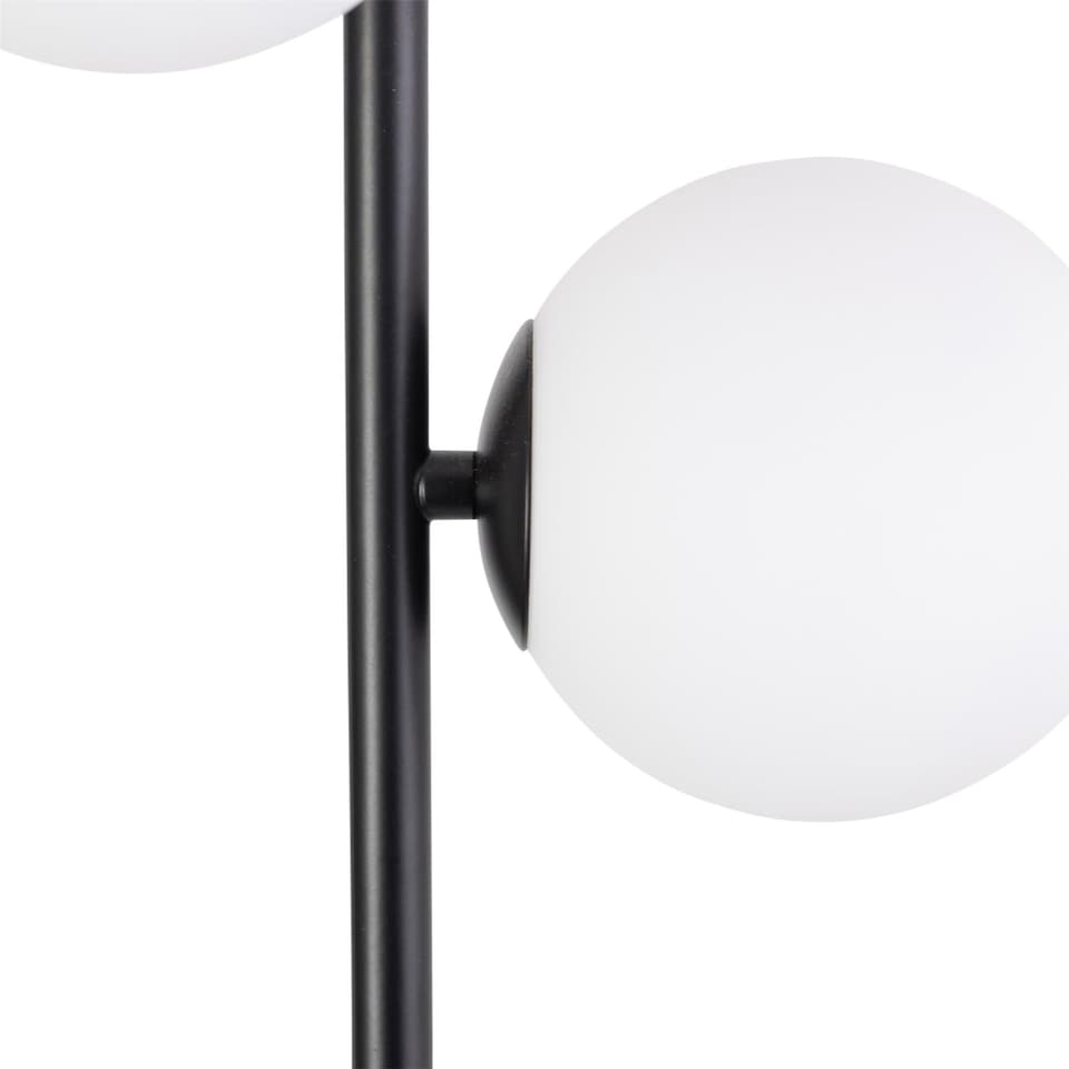 image 1 of Black Floor Lamp with Opal Globe Shades | Black | Small | 1