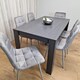 image 7 of Dining Table and 6 Chairs  Black Dark Grey 6 Grey Velvet Chairs Wood Dining Set Furniture | Grey | One Size | 7