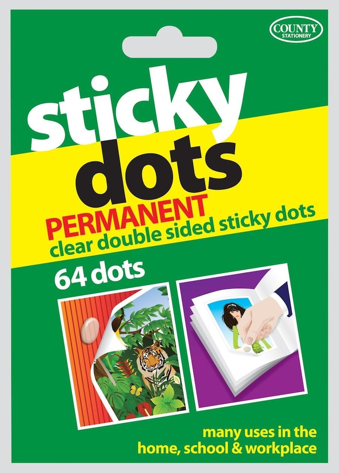 image 1 of 64 Permanent Clear Double Sided Sticky Dots