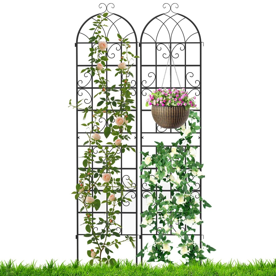 image 1 of COSTWAY 2 Pack Garden Trellis Metal Trellis for Climbing Plants