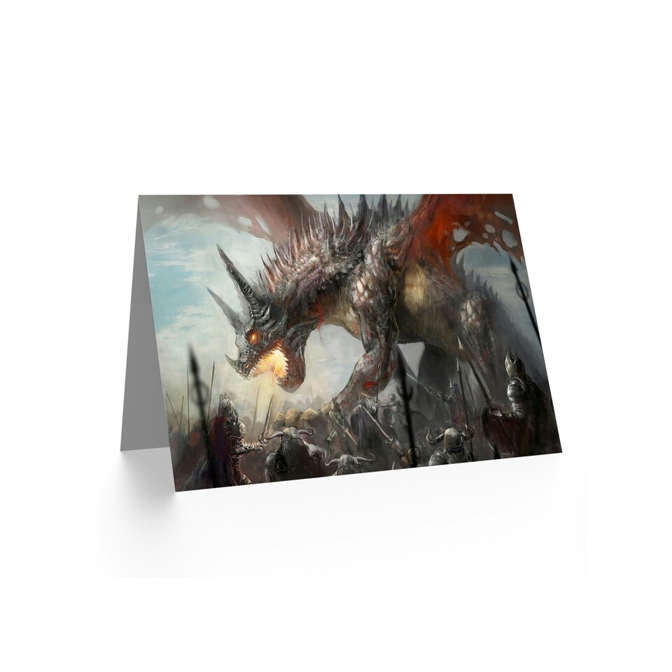 image 1 of Fantasy Knights Army Dragon Art Blank Just to Say Card