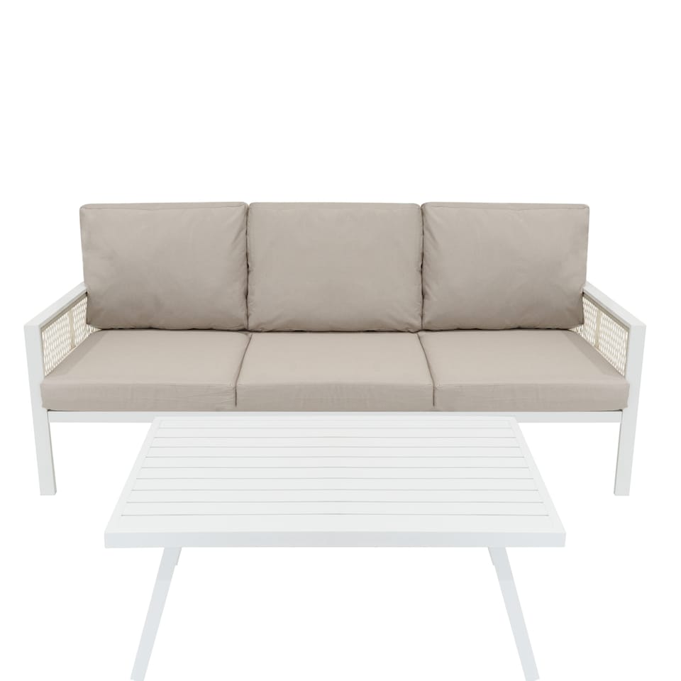 image 1 of Aluminium 4 Piece Sofa Set - White