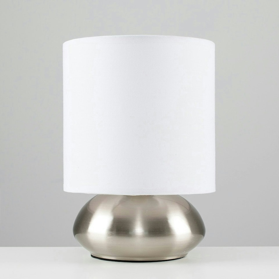 image 1 of ValueLights Chrome Touch Table Lamp With White Shade