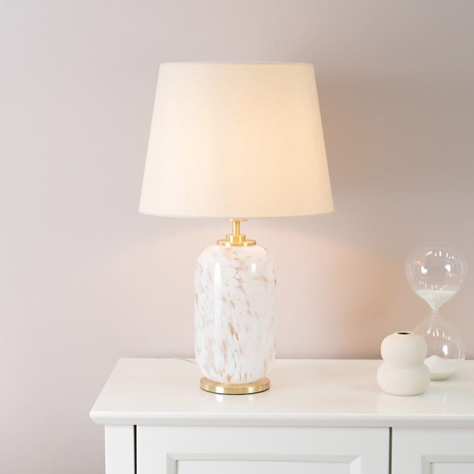 image 1 of ValueLights India White Confetti Glass Rounded Table Lamp Base
