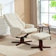 image 2 of HOMCOM Recliner Armchair with Wood Base, Upholstered Reclining Chair, Cream Cream