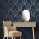 image 3 of Sienna Damask Navy Wallpaper Blue