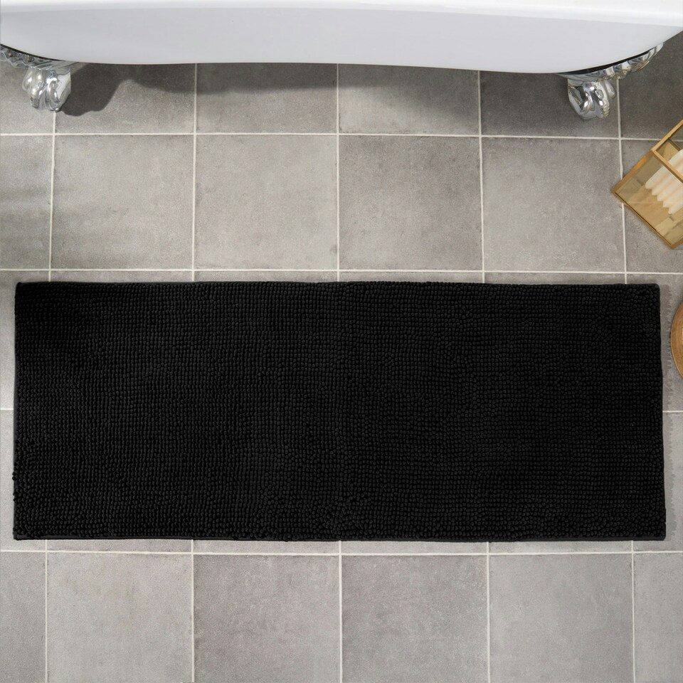 image 1 of OHS Soft Microfibre Non-Slip Absorbent Noodle Chenille Bath Runner Mat Red | Burgundy | 45 x 75cm