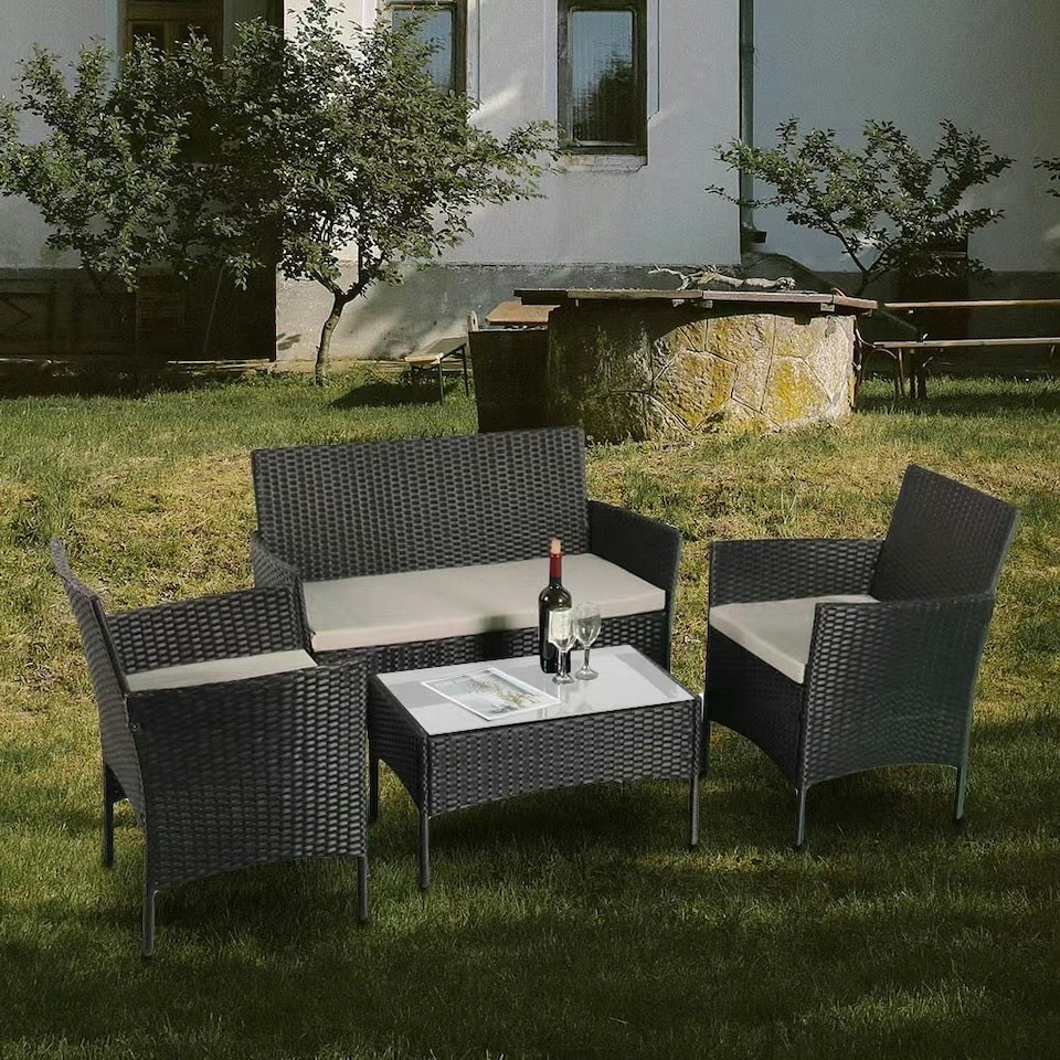 image 1 of Amazon 4 Piece Garden Rattan Set