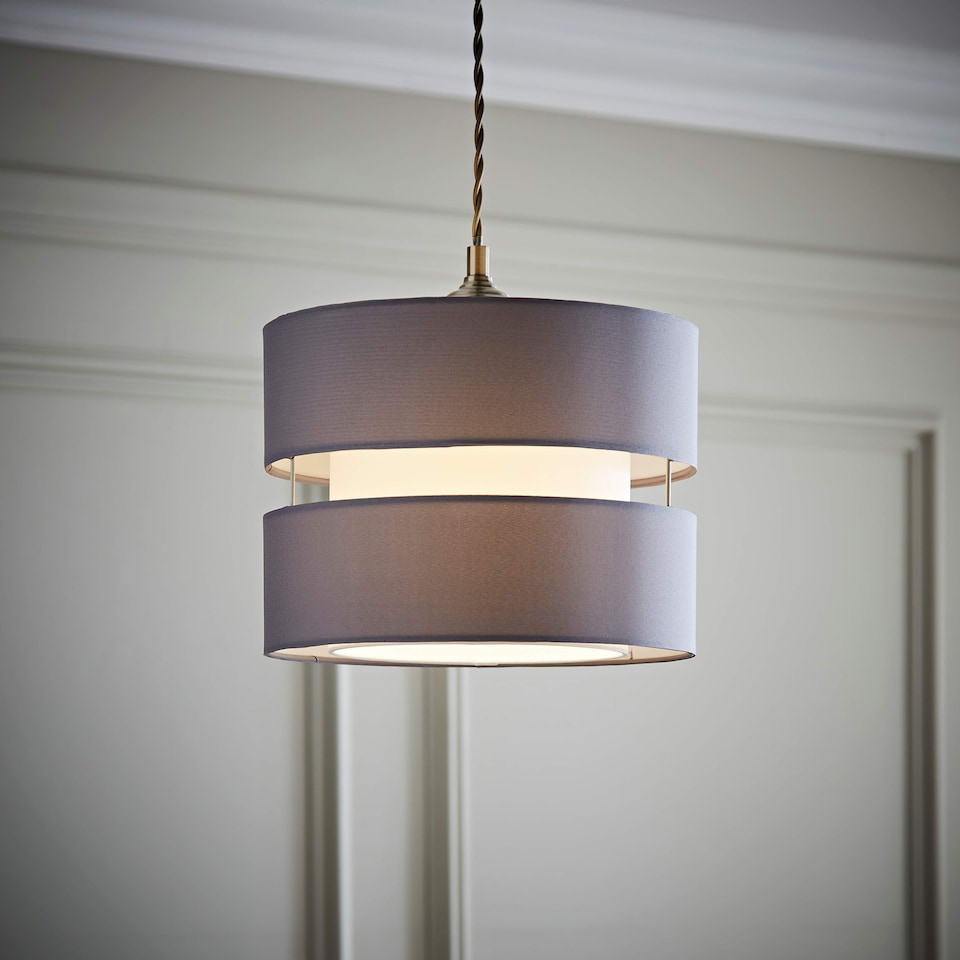 image 1 of ValueLights Sophia Small Grey 2 Tier Ceiling Light Shade & Bulb | Grey