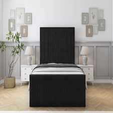 Sloomy Kingsley Black Plush Bed Frame With Mattress With 50" Upholstered Headboard 6' Super King
