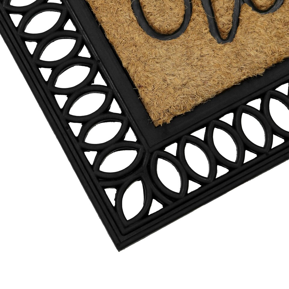 image 1 of JVL Orana Embossed Rubber Tuffscrape Coir Doormat, 40x70cm