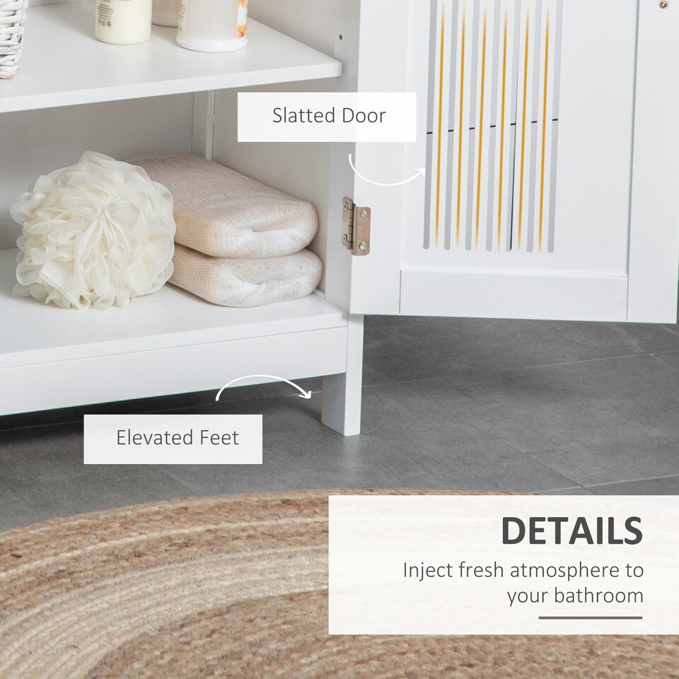 image 1 of kleankin Modern Bathroom Cabinet, Freestanding Floor Cabinet with Storage, White White