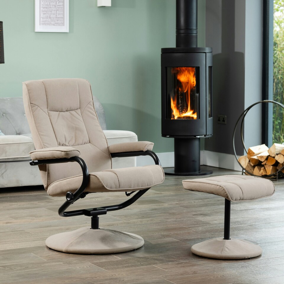 image 1 of Ripley Swivel Recliner and Footstool - Cappuccino