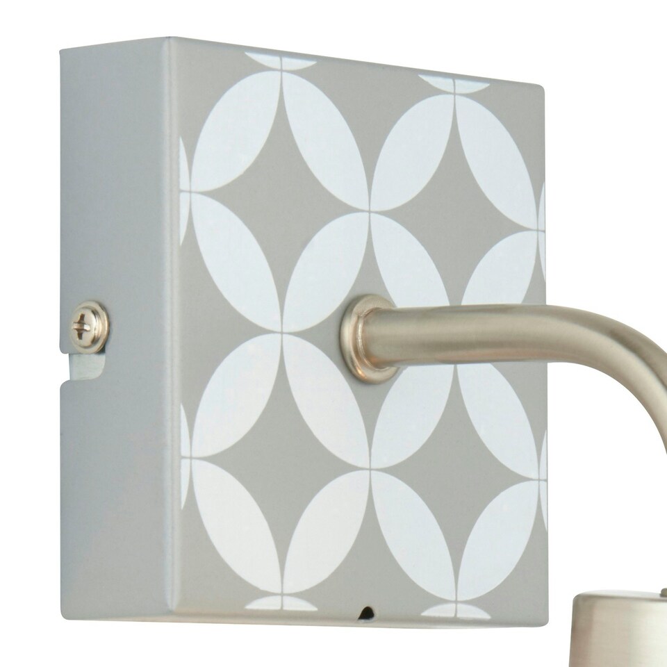 image 1 of First Choice Lighting Set of 2 Geo Tile Brushed Chrome with Clear Glass Globe IP44 Bathroom Wall Lights Chrome | Clear
