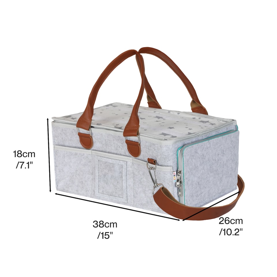 image 1 of Dekko Nappy Caddy Organiser Baby Diaper Storage Bag With Shoulder Strap Portable
