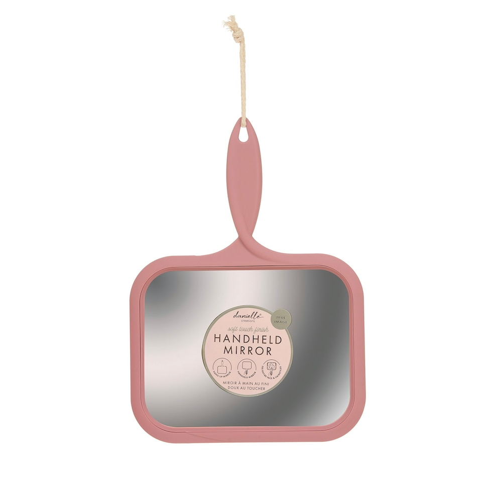 image 1 of Danielle Large Handheld Mirror Pink
