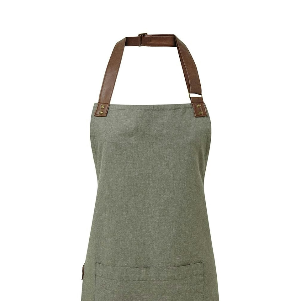 image 1 of Premier Unisex Adult Annex Oxford Faux Leather Bibbed Full Apron - Moss - One Size Green