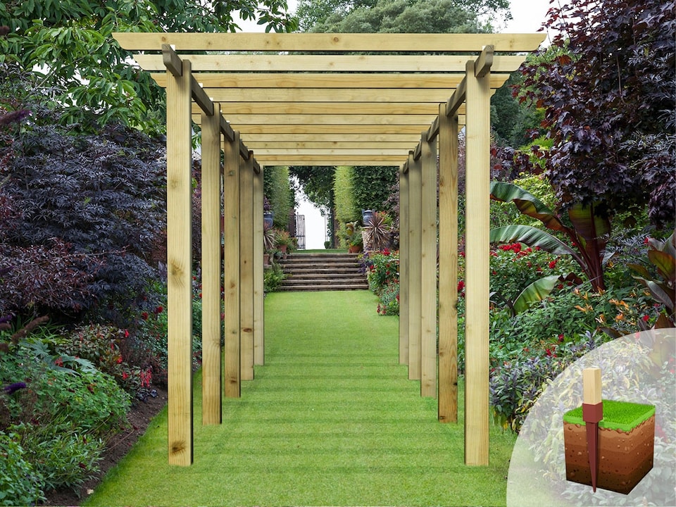 image 1 of eDecks HD Royal Walkway Garden Pergola w/ Bolt Down Anchors 2.7m - 2.4 x 7.2m