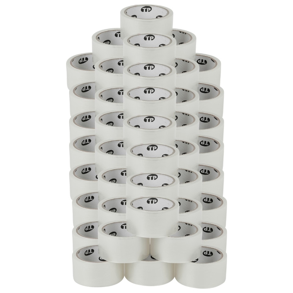 image 1 of Heavy Duty Clear Packaging Tape Rolls Strong Adhesive for Sealing Parcels Boxes | White | 48