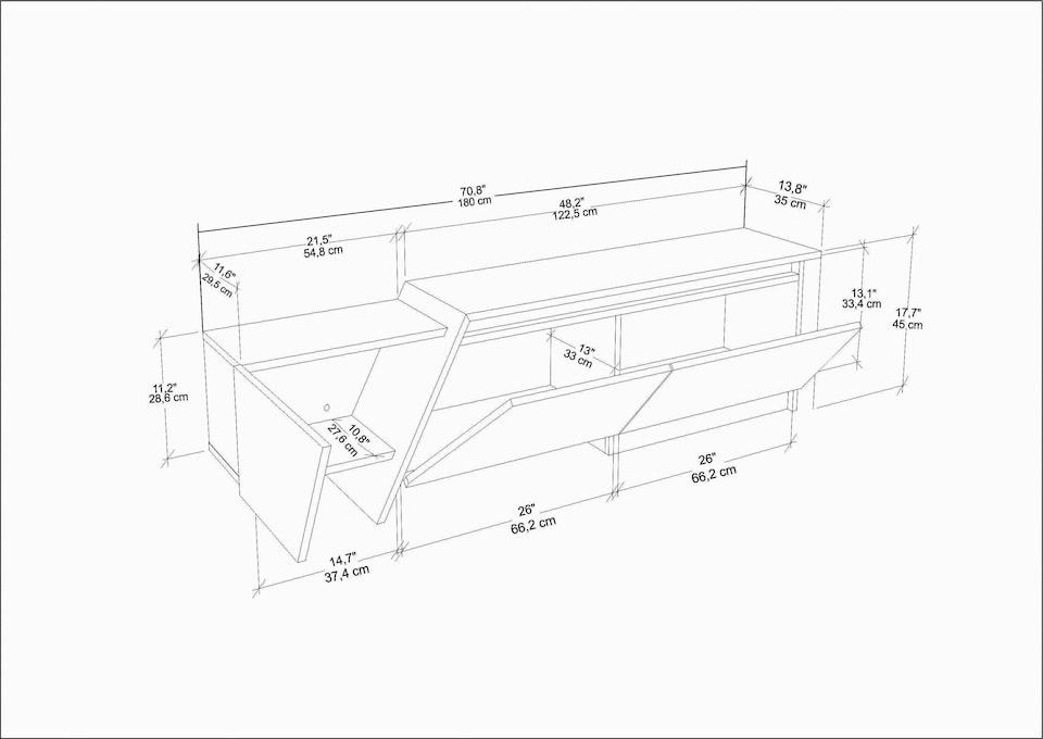image 1 of Decorotika Zonas TV Unit for TVs up to 55 inches with Cabinets | Multi | Black Marble Effect and White