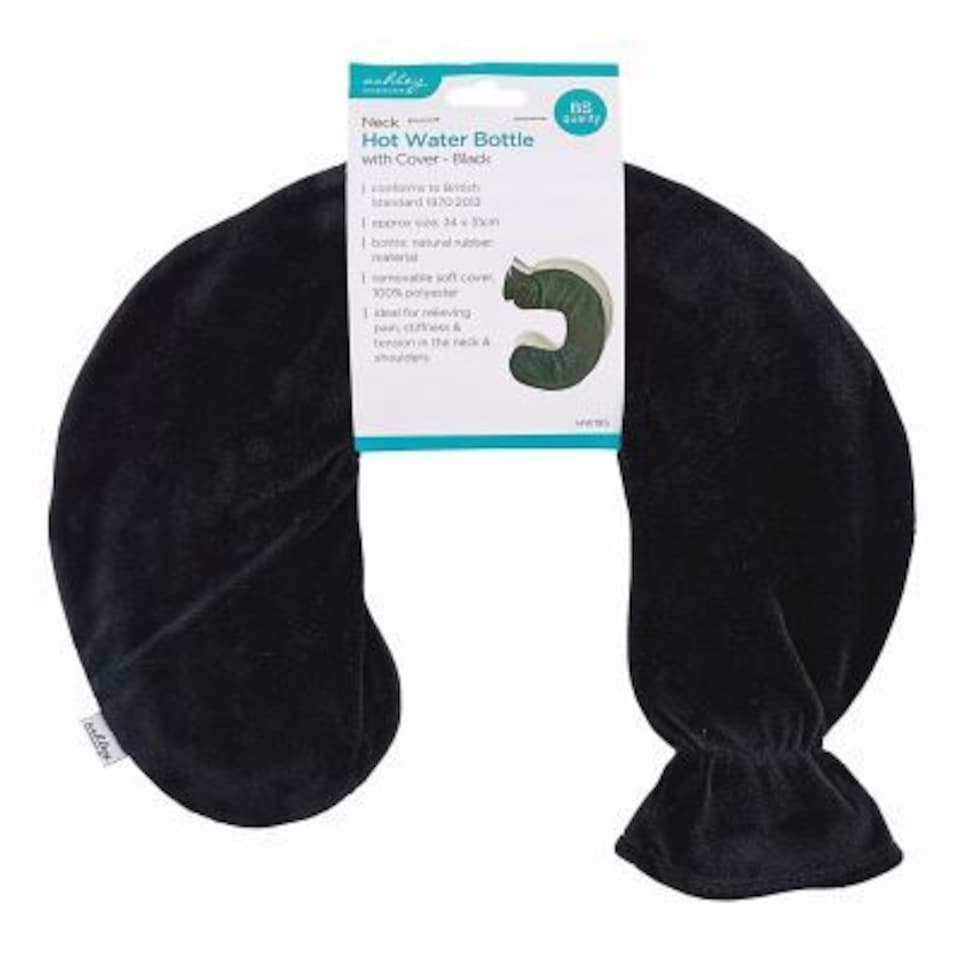 Ashley Neck Hot Water Bottle & Cover - Black