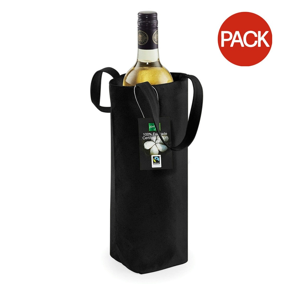 Westford Mill Cotton Bottle Bag (Pack of 2) - Black - One Size | Black