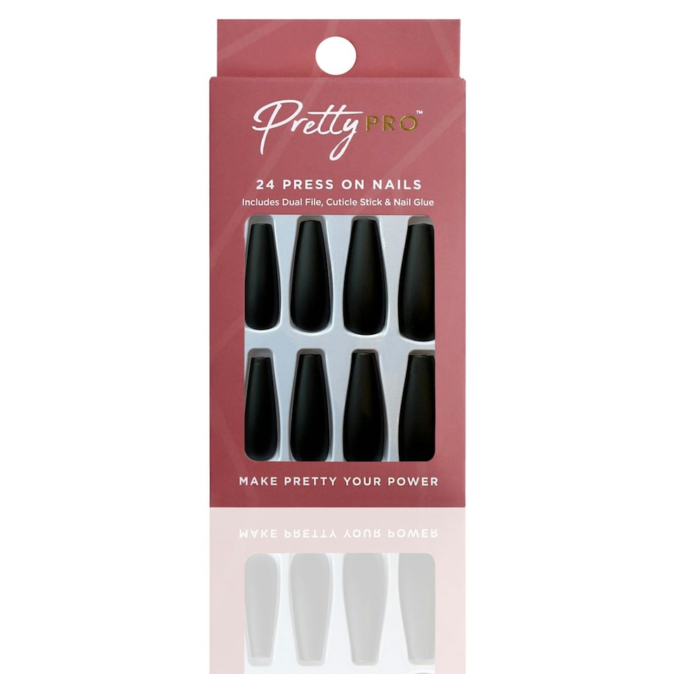 Pretty Pro Reusable Press On Nails Fake It Till You Make It 24pcs Black