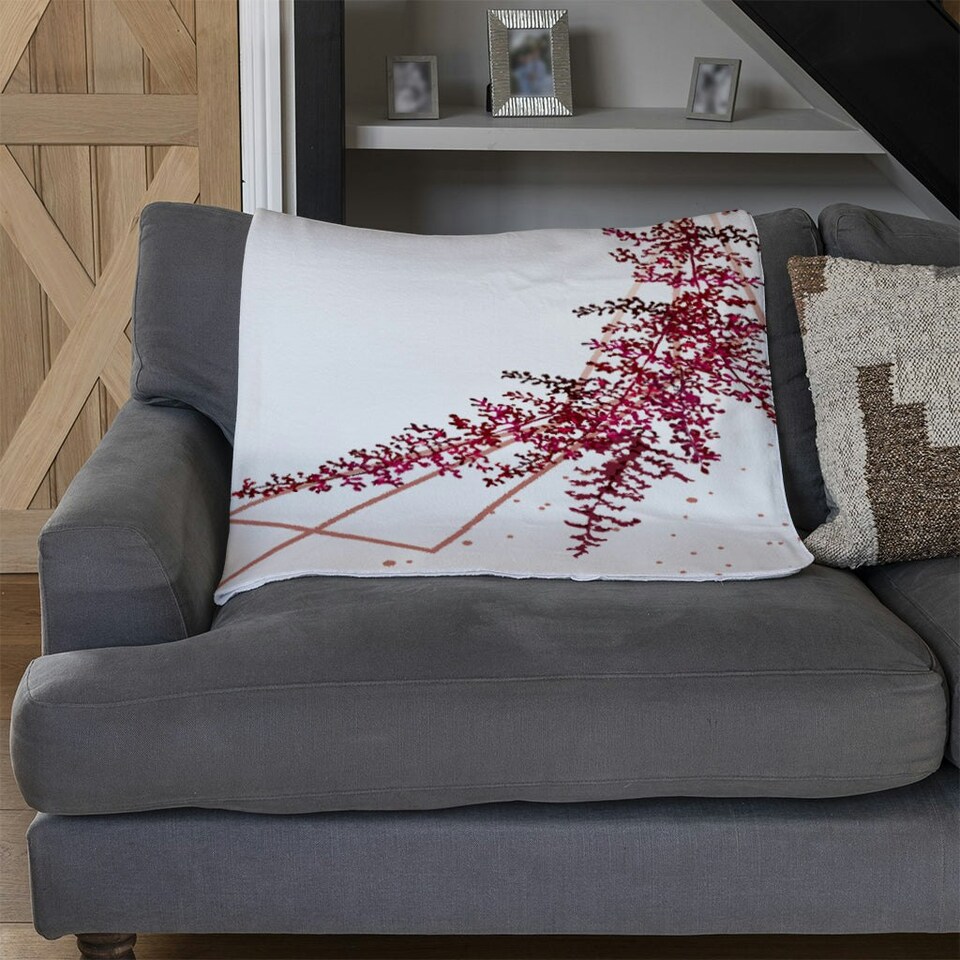 image 1 of Pink Flower And Geometric Shapes (Blanket)