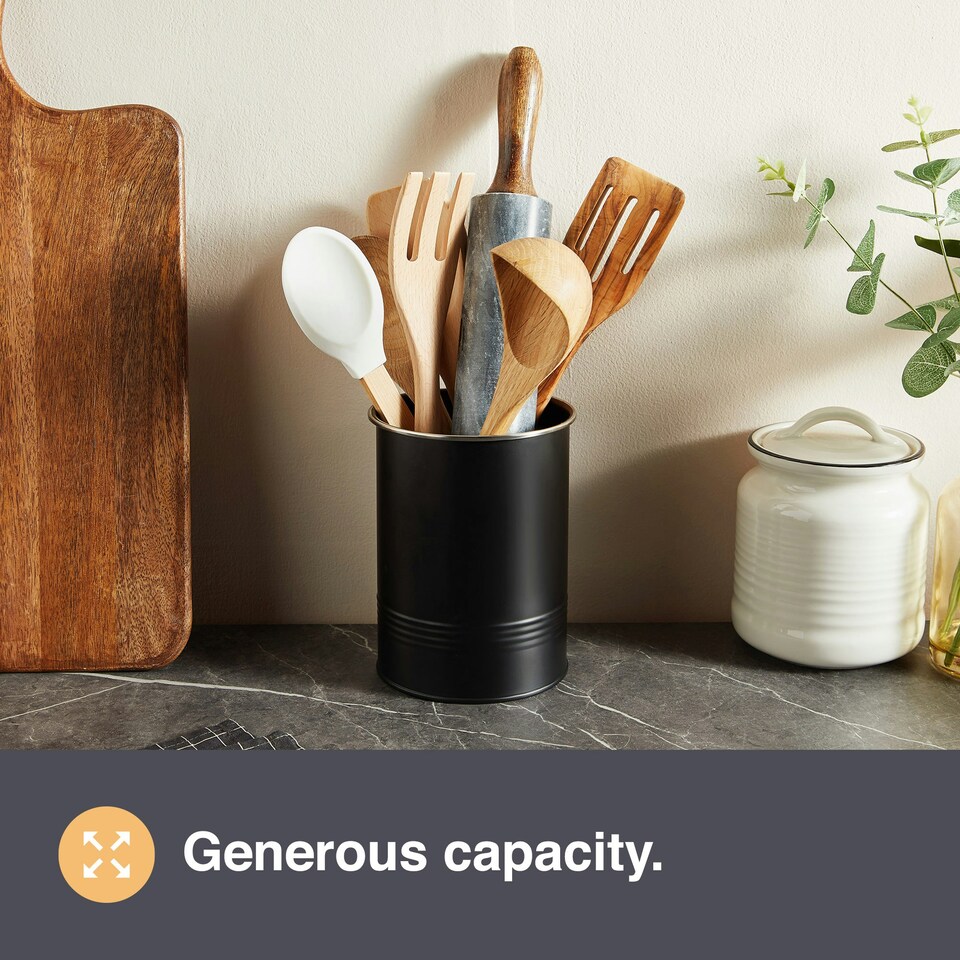 image 1 of VonShef Matte Black Utensil Holder, Kitchen Organiser for Kitchen Accessories