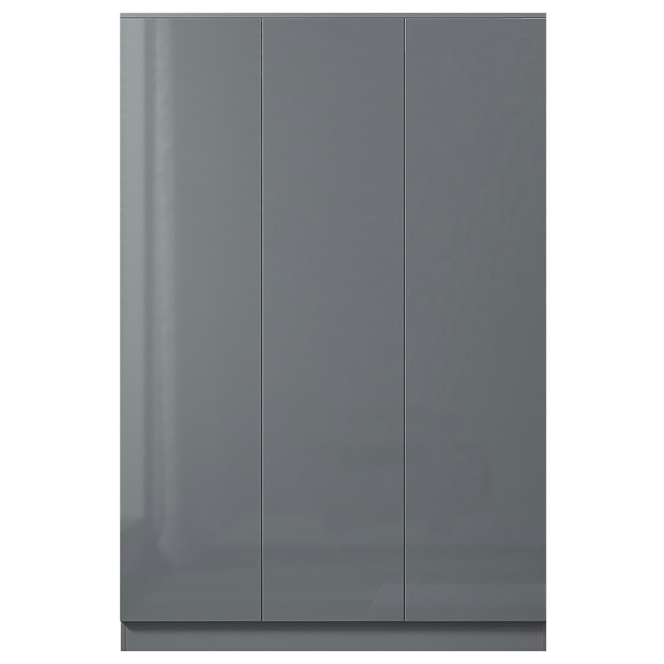 image 1 of FWStyle Stora 3 Door Wardrobe - Grey Gloss Front Grey