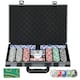 image 1 of SPORTNOW 400-Piece Poker Chips Set with Lightweight ABS Case, Casino Texas Holdem Poker Set with Mat, 11.5g Numbered Poker Chips, Two Decks of Cards, Dealer, Five Dices, Grey
